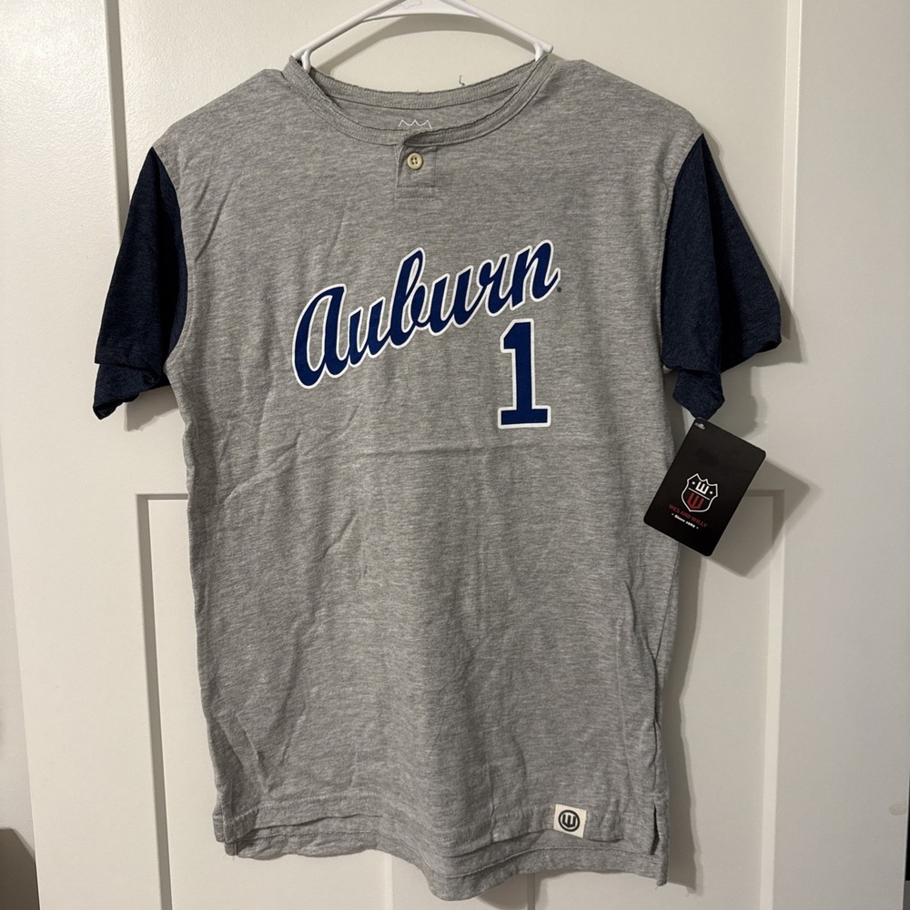 Auburn 1 Wes & Willy Youth M Gray & Navy T-Shirt NWT